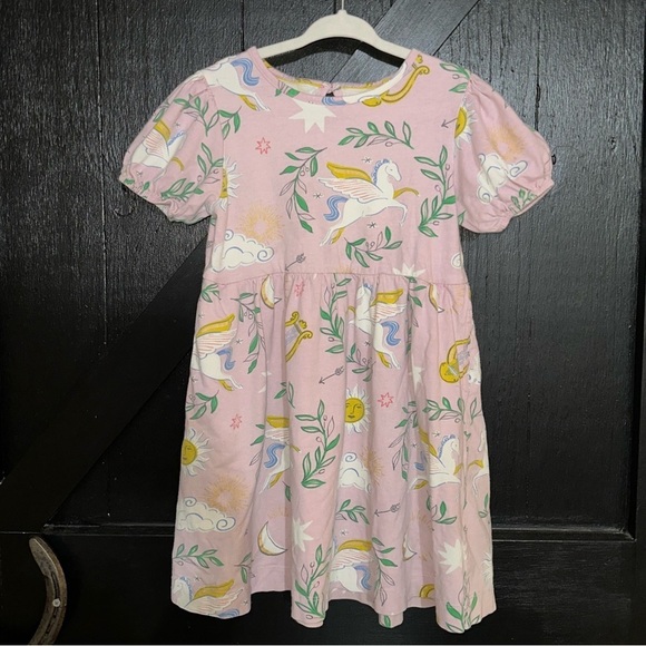 Mini Boden Girls Adorable Puff Sleeve Dress Winsome Pink Greek Toile Sz 5-6Y - Picture 4 of 12